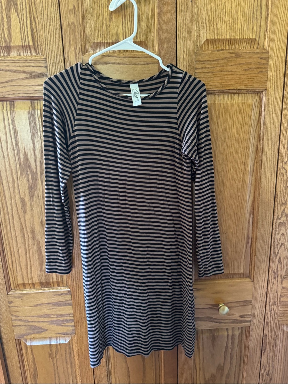 Yala Black and Brown Striped Long Sleeve Knit Dress